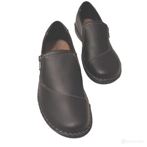 G H Bass women leather brock slips on loafer comfortable black shoes size 9.5M